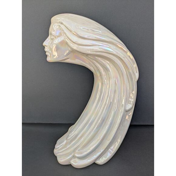 VTG Art Deco 14” Iconic Woman Of The Wind Ceramic Statue Opalescent White - Picture 2 of 7